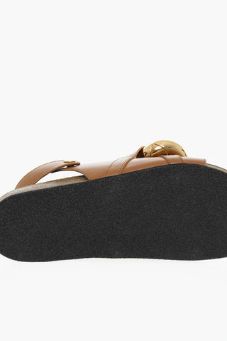 Leather Sandals With Statement Chain
