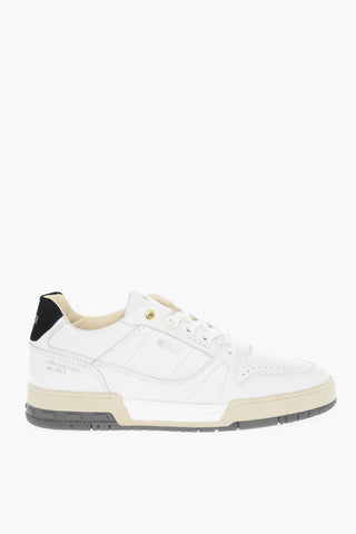 Rubber Soles Printed Logo Leather Low-Top Sneakers
