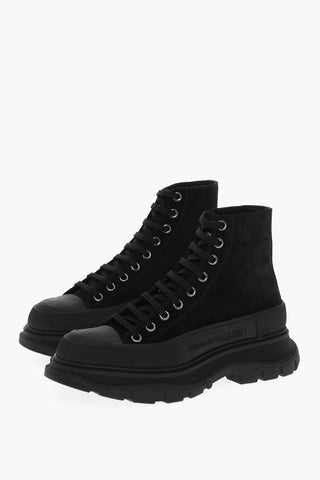 Sneakers High-Top In Pelle Scamosciata Con Suola Platform
