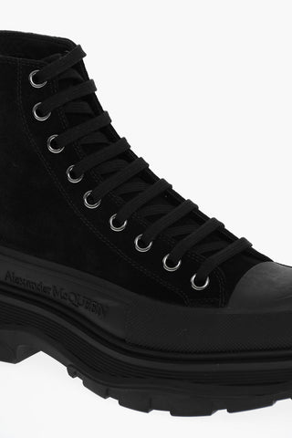 Sneakers High-Top In Pelle Scamosciata Con Suola Platform