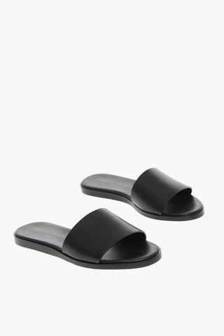 Slides In Pelle Con Suole In Cuoio