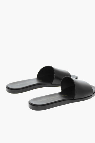 Slides In Pelle Con Suole In Cuoio