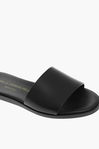 Slides In Pelle Con Suole In Cuoio