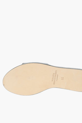 Slides In Pelle Con Suole In Cuoio