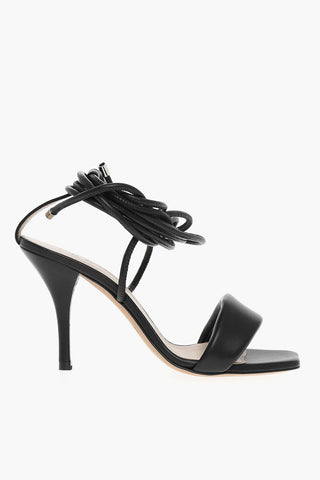 Slave Closure Heeled Leather Sandals 10 cm