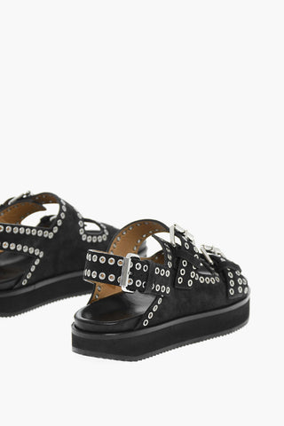Suede Leather OPHIE sandals With Buckles