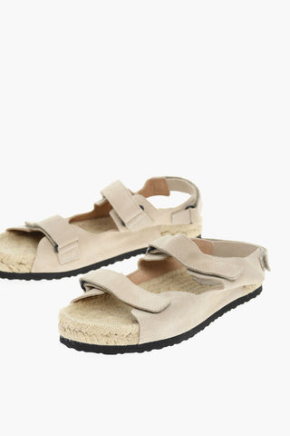 Sandali In Pelle Scamosciata Con Chiusura In Velcro