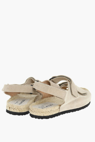 Sandali In Pelle Scamosciata Con Chiusura In Velcro