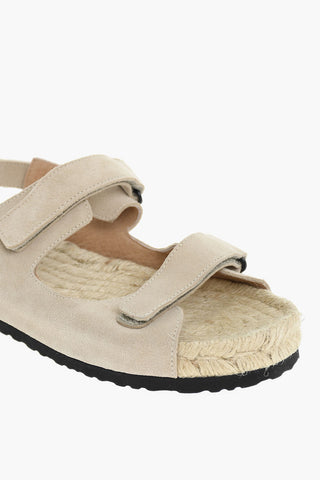 Sandali In Pelle Scamosciata Con Chiusura In Velcro