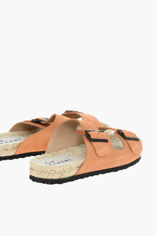 Slides In Pelle Scamosciata Con Fibbie