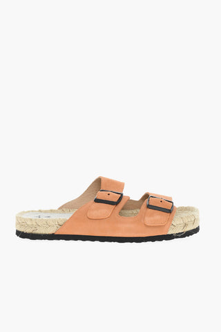 Slides In Pelle Scamosciata Con Fibbie