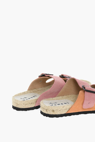 Slides In Pelle Scamosciata Con Fibbie