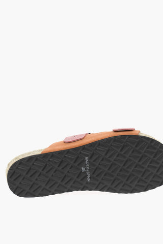 Slides In Pelle Scamosciata Con Fibbie