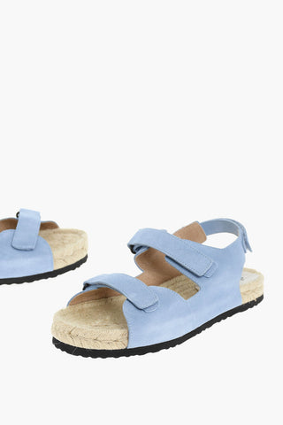 Sandali In Pelle Scamosciata Con Chiusura In Velcro