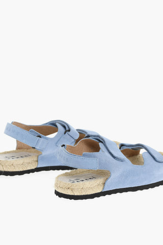 Sandali In Pelle Scamosciata Con Chiusura In Velcro