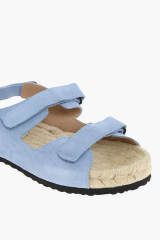Sandali In Pelle Scamosciata Con Chiusura In Velcro