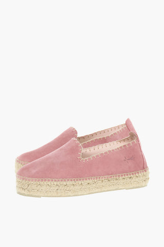 Espadrillas In Pelle Scamosciata Con Cuciture A Vista