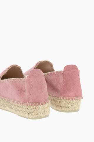 Espadrillas In Pelle Scamosciata Con Cuciture A Vista