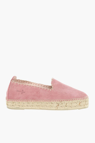 Espadrillas In Pelle Scamosciata Con Cuciture A Vista