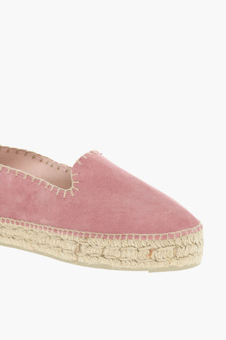 Espadrillas In Pelle Scamosciata Con Cuciture A Vista