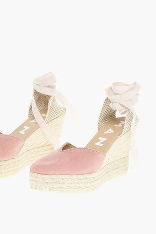 Sandali Con Zeppa In Pelle Scamosciata