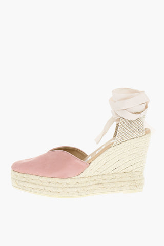 Sandali Con Zeppa In Pelle Scamosciata