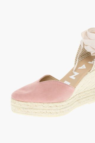 Sandali Con Zeppa In Pelle Scamosciata