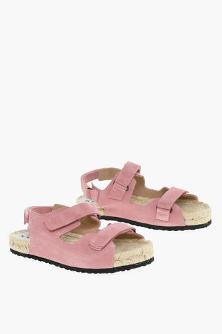 Sandali In Pelle Scamosciata Con Chiusura In Velcro