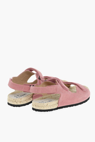 Sandali In Pelle Scamosciata Con Chiusura In Velcro