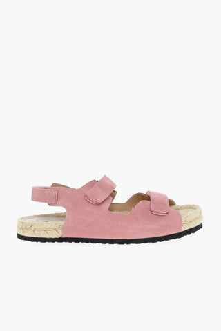 Sandali In Pelle Scamosciata Con Chiusura In Velcro