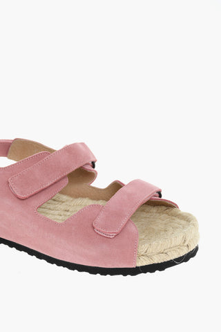 Sandali In Pelle Scamosciata Con Chiusura In Velcro