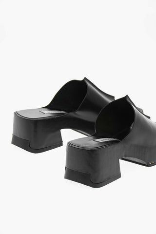 Squared Leather Mules Heel 5 cm