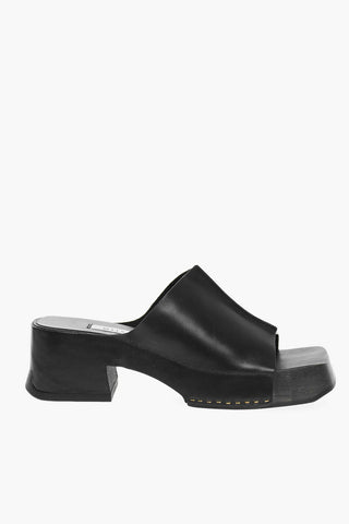 Squared Leather Mules Heel 5 cm