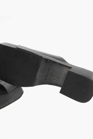 Squared Leather Mules Heel 5 cm