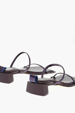 Squared Metallic Effect Leather Sandals