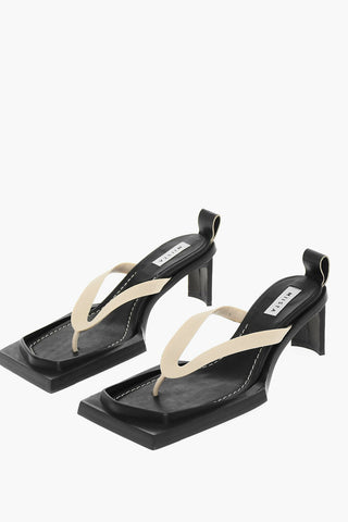 Sandali Con Punta Squadrata E Suola In Pelle Tacco 6 cm