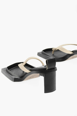 Sandali Con Punta Squadrata E Suola In Pelle Tacco 6 cm