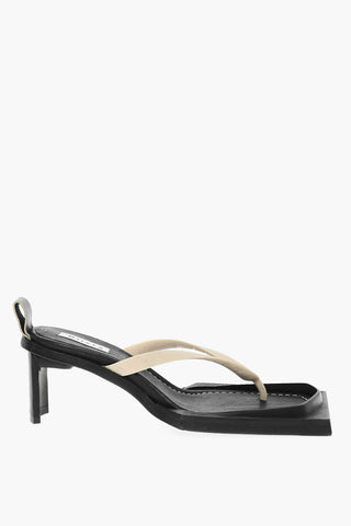 Sandali Con Punta Squadrata E Suola In Pelle Tacco 6 cm