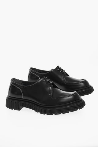 Scarpe Derby In Pelle Con Cuciture A Contrasto