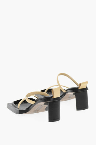 Squared Leather Sandals Heel 6 cm