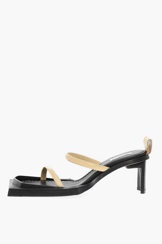 Squared Leather Sandals Heel 6 cm