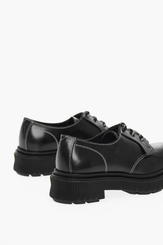 Contrasting Seams Leather Derby Shoes