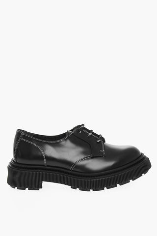 Contrasting Seams Leather Derby Shoes