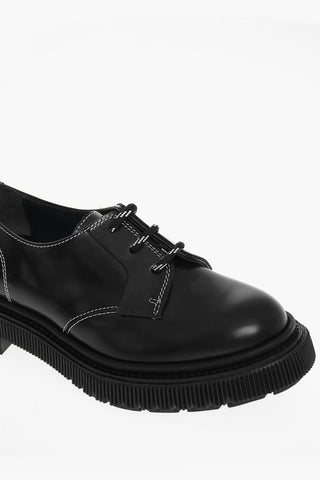 Contrasting Seams Leather Derby Shoes