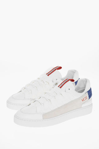 Sneakers Low-Top In Pelle E Tessuto Con Suola In Gomma
