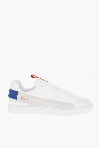 Sneakers Low-Top In Pelle E Tessuto Con Suola In Gomma