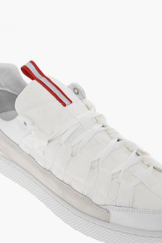 Sneakers Low-Top In Pelle E Tessuto Con Suola In Gomma