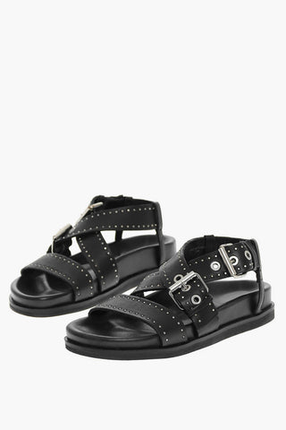 Sandali In Pelle NINA Con Fibbie e Borchie