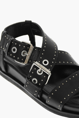 Sandali In Pelle NINA Con Fibbie e Borchie