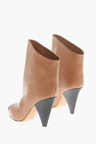 Asymmetric Leather Boots Heel 10 cm